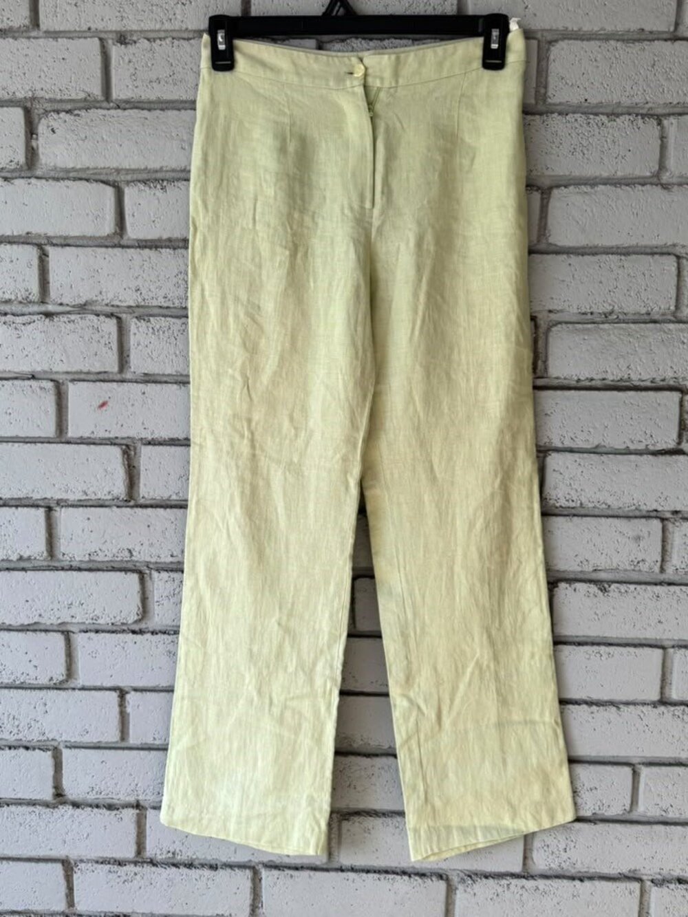 Vintage Duplan Petite Pastel Lemon Linen Pant Coastal Women Resort Office Casual